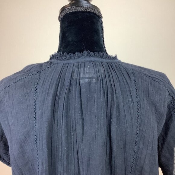 ARITZIA GOLDEN TNA COTTON BOHO BLACK BLOUSE - Picture 6 of 8
